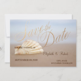 Strand Seashell, Herz Save the Date