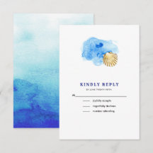 Strand | Seashell Watercolor Wedding RSVP Cards
