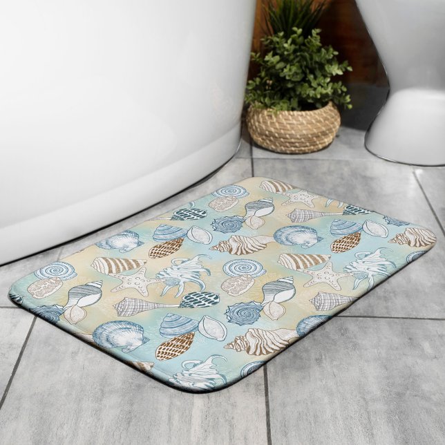 Strand Seashells Pattern Coastal Badematte (Von Creator hochgeladen)