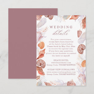 Strand Seashells Watercolor Coastal Wedding Detail Begleitkarte