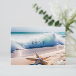 Strand Seestern Sand Wellen  RSVP Karte