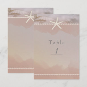 Strand Seestern Taupe Beige Chic Tischnummer Karte