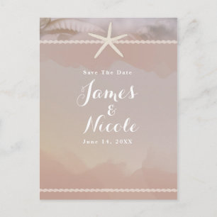 Strand Seestern Taupe Tan Verlobung Save the Date Postkarte