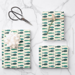 Strand Soiree Drei Fische Modern Süß INDIVIDUELL Geschenkpapier Set