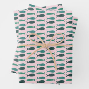 Strand Soiree Drei Fische Modern Süß INDIVIDUELL Geschenkpapier Set
