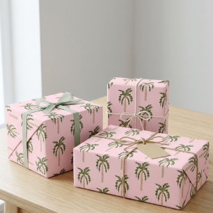 Strand Soiree Palmen Rosa Süß CUSTOM Geschenkpapier Set