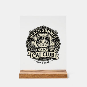 Strand Sommer Katze Lustige Katze Grafik - Strand Acrylschild