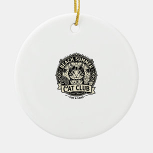 Strand Sommer Katze Lustige Katze Grafik - Strand Keramik Ornament