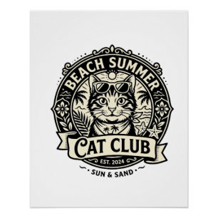 Strand Sommer Katze Lustige Katze Grafik - Strand Poster