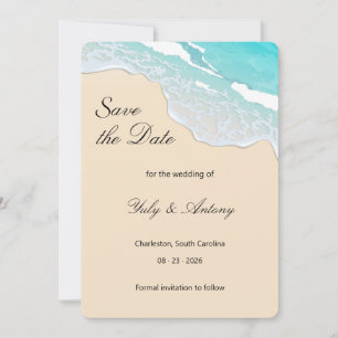 Strand Sommer Moderne Küstenhochzeit Erinnerung Save The Date