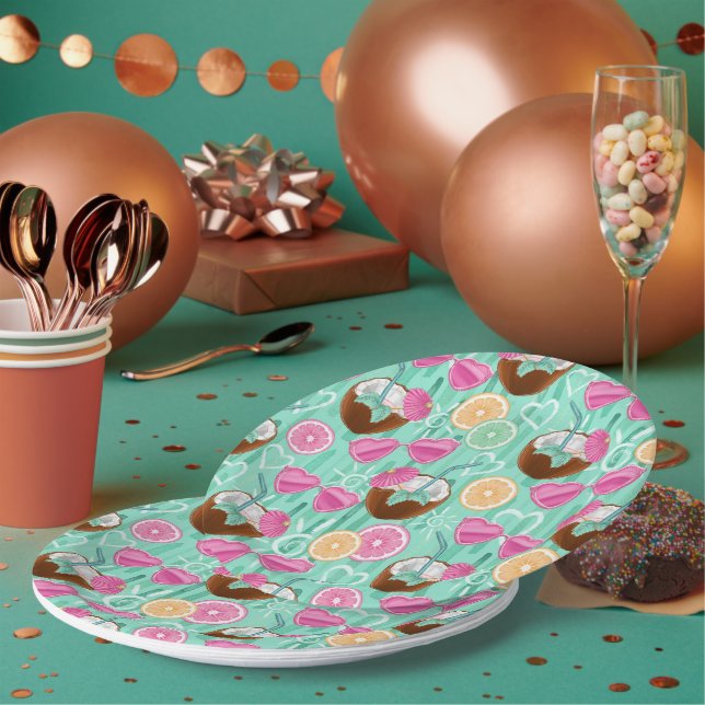 Strand Sommer Muster  Pappteller (Multi)