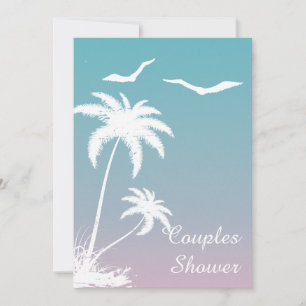 Strand Sommer rosa blaue Hochzeitssuite Dusche Einladung
