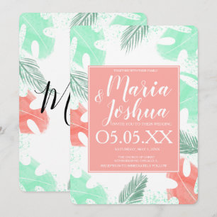 Strand Sommer Tropisch Monstera Hochzeit Einladung