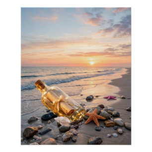 Strand Sonnenaufgang Sonnenuntergang Ozeanwellen Poster