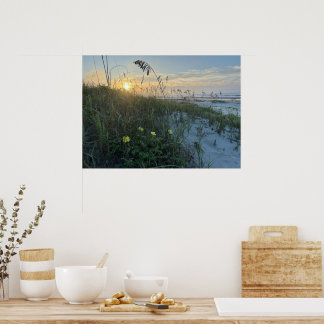 Strand Sonnenaufgang über Dünen Poster