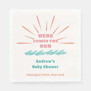 Strand Sonnenschein Hier kommt der Sohn Baby Showe Serviette