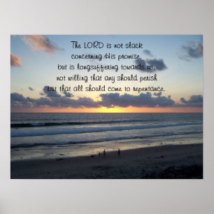 Strand-Sonnenuntergang2 Peter-3:9 Druck Poster