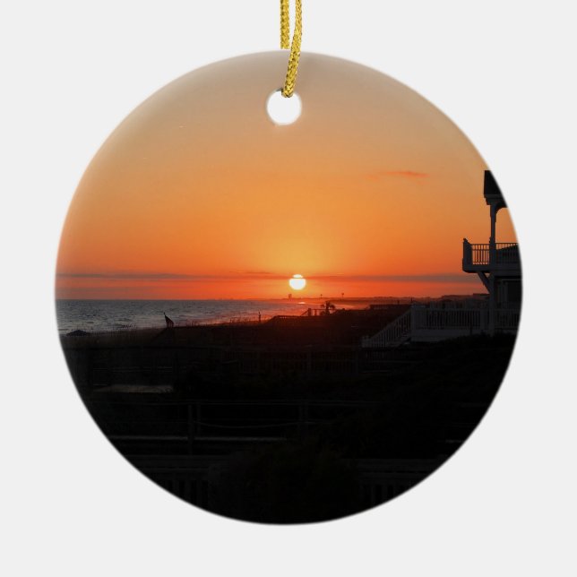 Strand-Sonnenuntergang an Holden Strand NC Keramikornament (Vorne)