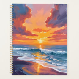 Strand Sonnenuntergang Aquarell Ozean Gemälde Planer