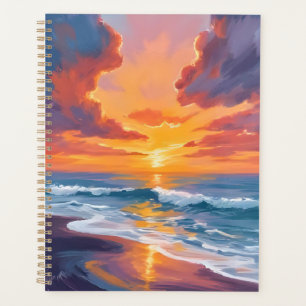 Strand Sonnenuntergang Aquarell Ozean Gemälde Planer