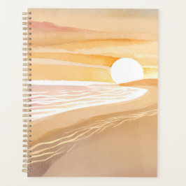 Strand Sonnenuntergang Aquarell | Schöner Gelber O Planer