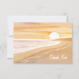 Strand Sonnenuntergang Aquarell   Schönes Gelb  Dankeskarte