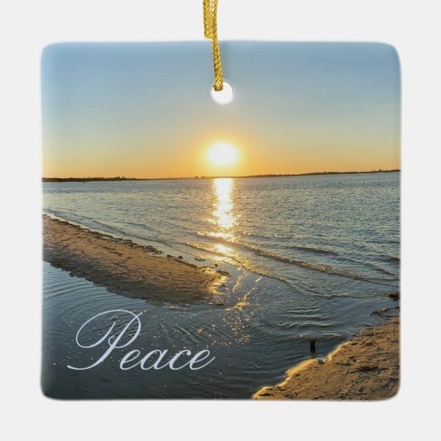 Strand Sonnenuntergang Frieden Ornament Schild (Vorderseite)