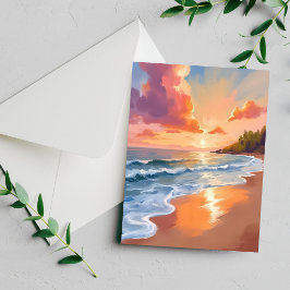 Strand Sonnenuntergang Golden Hour Aquarellmalerei