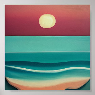 Strand Sonnenuntergang minimalistischer Kunst  Poster