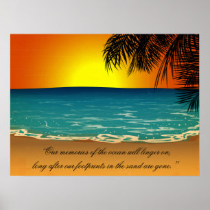 Strand-Sonnenuntergang-Palme-Strand-Zitat Poster