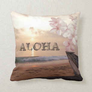 Strand Sonnenuntergang Plumeria ,Aloha Kissen