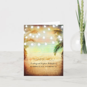 Strand-Sonnenuntergang-romantische Hochzeit danken Dankeskarte
