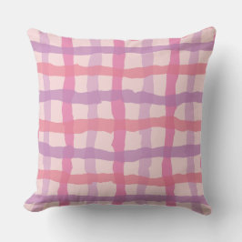 Strand-Sonnenuntergang-rosa und lila Gingham Kissen