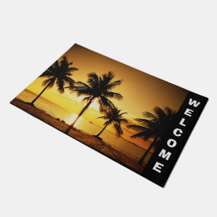 Strand-Sonnenuntergang-und Palme-Tür-Matte Fußmatte