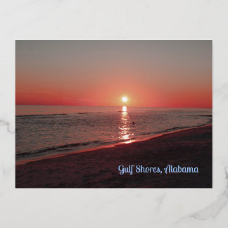 Strand Sonnenuntergang Wasser Sand Folien Feiertagspostkarte