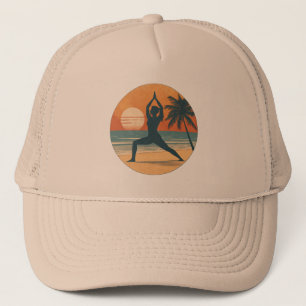 Strand Sonnenuntergang Yoga Silhouette   Coastal Y Truckerkappe