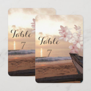 Strand Sonnenuntergangs-Hochzeit, Plumeria-Tischka Einladung