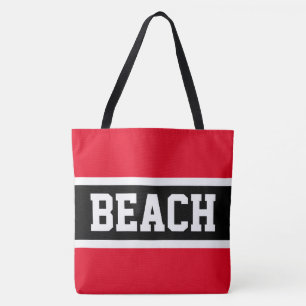 Strand Spaß Athletik Helles Rot Schwarz Weiß Strei Tasche