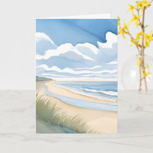 Strand Spaziergang Küstenozean Aquarell Karte