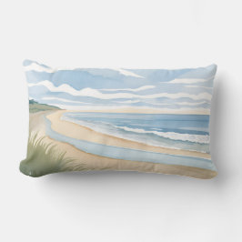 Strand Spaziergang | Küstenozean Aquarell Lendenkissen