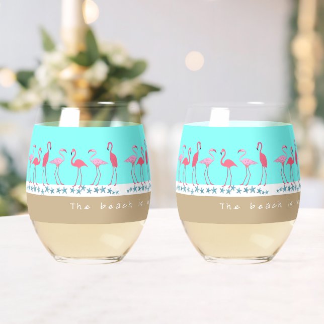 Strand-Spruch-Flamingos  Weinglas Ohne Stiel (Insitu (Hochzeit))