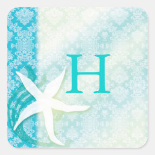 Strand Starfish Türkische Gastgeschenk Hochzeit Quadratischer Aufkleber