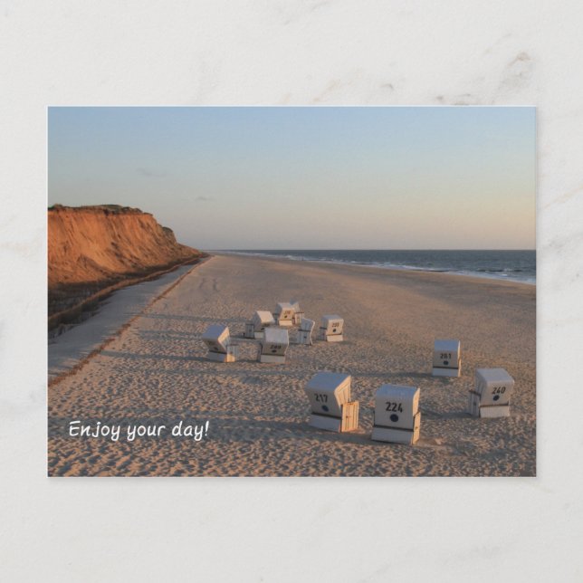 Strand, Strandkorb, Sylt Postkarte (Vorderseite)