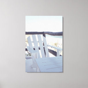 Strand-Stuhl auf Balkon Leinwanddruck