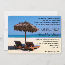 Strand-Stuhl-Hochzeit in Urlaubsorts-Einladung Einladung