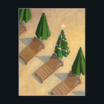 Strand-Stuhl-Weihnachtspostkarte Feiertagspostkarte<br><div class="desc">Eine Weihnachtskarte mit Florida-Aroma. Ein festlich verzierter Strandstuhlregenschirm.</div>