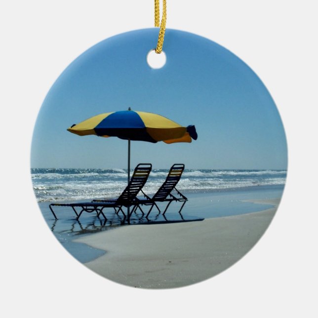 Strand-Stühle auf Daytona Beach Keramikornament (Vorne)