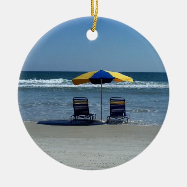 Strand-Stühle auf der Küstenlinie Keramik Ornament (Vorne)