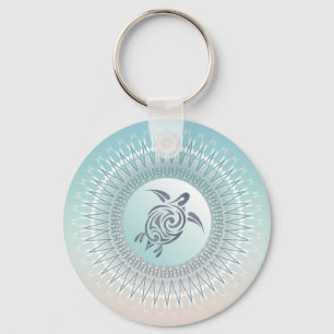 Strand Style Schildkröte und Mandala Maritim Schlüsselanhänger