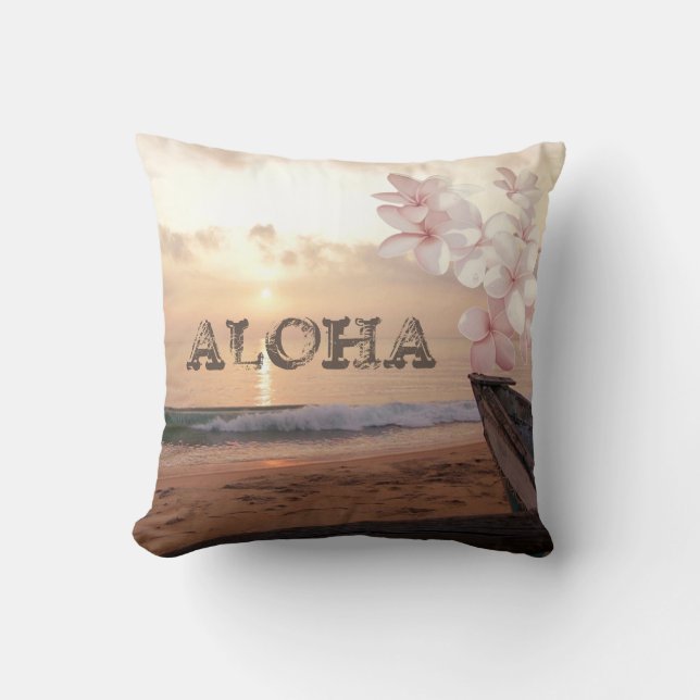 Strand Sunset Plumeria ,Aloha Kissen (Vorderseite)